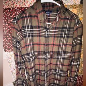 croft & barrow Olive Green Plaid Button-Down Shirt